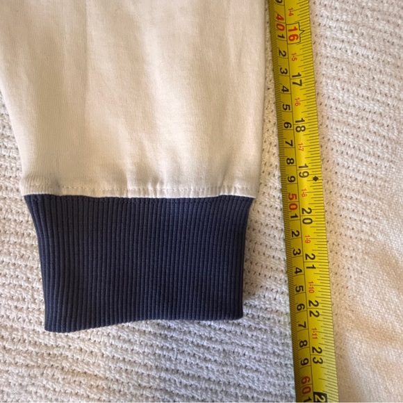 Boxy Navy and White Long Sleeve Polo Shirt Deep V Neck Trendy School Fall - Picture 12 of 12